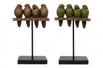 081576 vogels op stok 155 x 72 x 25 cm groen bruin polyresin