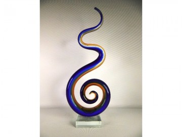 glassculptuur blauw/geel
